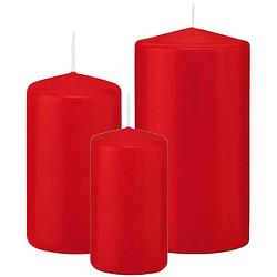 Foto van Stompkaarsen set van 6x stuks rood 10-12-15 cm - stompkaarsen