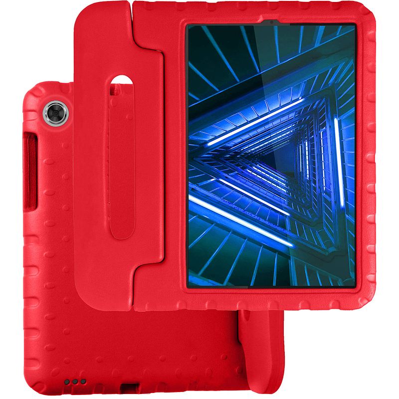 Foto van Basey lenovo m10 fhd plus (2e generatie) kinderhoesje foam case hoesje cover hoes - rood