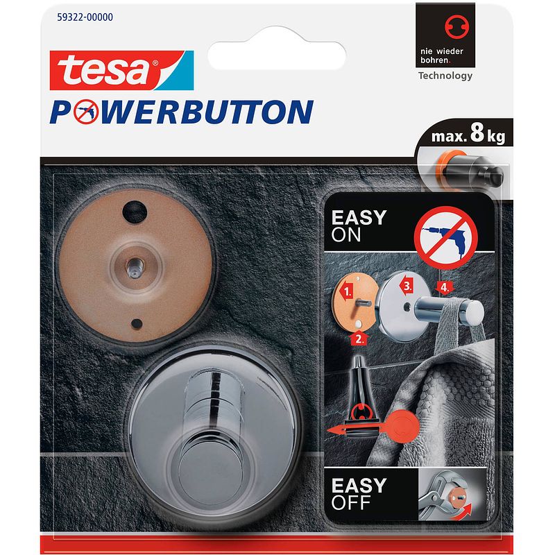 Foto van 2x tesa powerbutton haakjes large - handdoekhaakjes