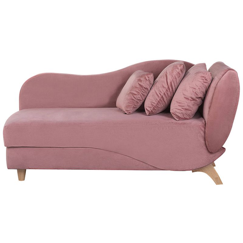 Foto van Beliani meri - chaise longue-roze-fluweel