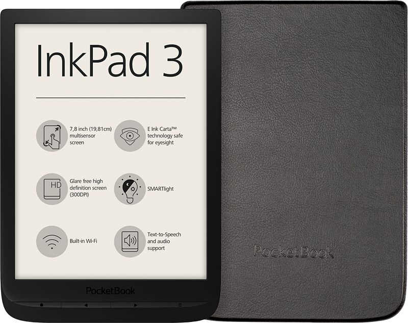 Foto van Pocketbook inkpad 3 zwart + pocketbook shell book case zwart