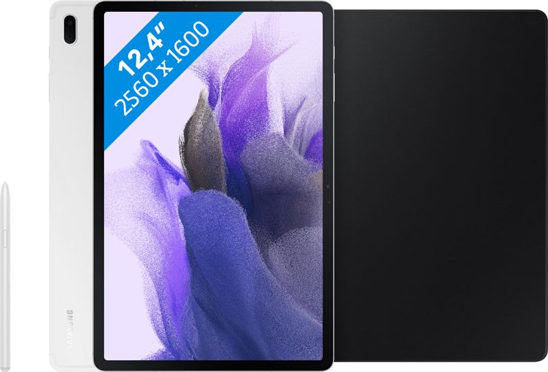 Foto van Samsung galaxy tab s7 fe 128gb wifi zilver + book case zwart