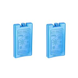 Foto van 2x blauwe koelelementen 200 gram 8 x 15 cm - koelelementen