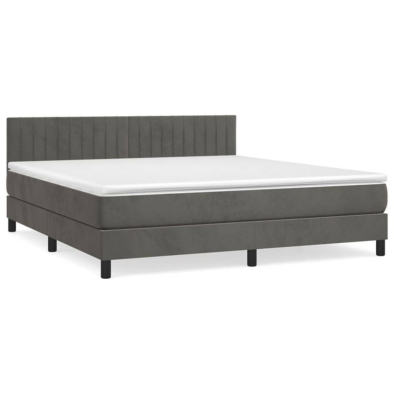 Foto van The living store boxspring met matras fluweel donkergrijs 160x200 cm - bed