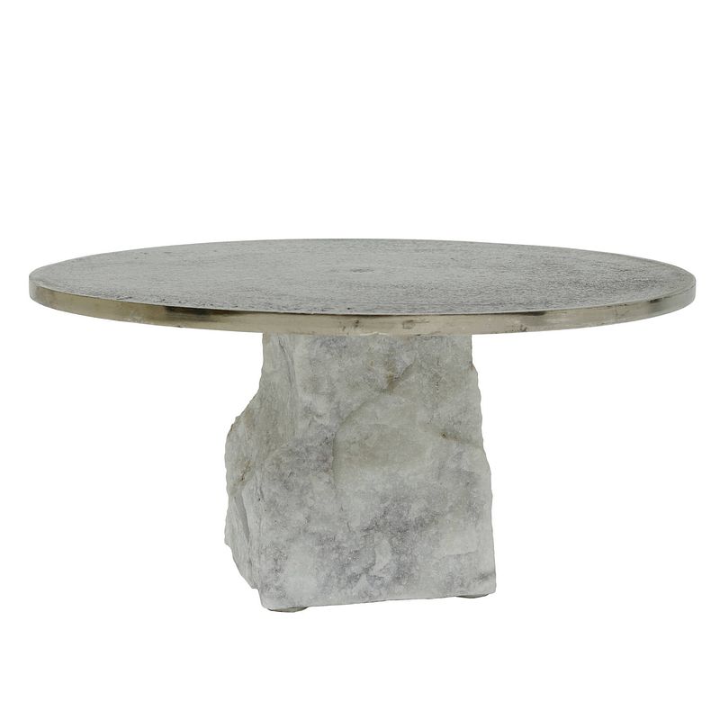 Foto van Ptmd nimo white marble plateau antique gold top