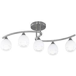 Foto van Led plafondlamp - plafondverlichting - trion covino - e14 fitting - 5-lichts - rond - mat nikkel - aluminium