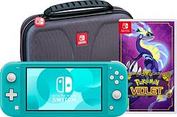 Foto van Nintendo switch lite turquoise + pokémon violet + bigben beschermtas