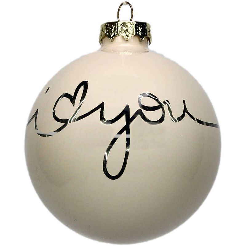 Foto van 1x stuks kerstcadeaus/kerstcadeautjes 1x witte glazen kerstballen i love you in giftbox - kerstbal