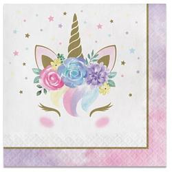 Foto van Witbaard servetten unicorn baby 33 x 33 cm wit/roze 16 stuks