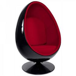 Foto van 24designs retro egg fauteuil - zwart/rood