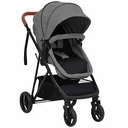 Foto van Vidaxl kinderwagen 2-in-1 staal lichtgrijs en zwart