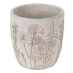 Foto van Clayre & eef bloempot ø 20*21 cm grijs beige steen bloemen bloempot binnen plantenpot plant pot grijs bloempot binnen