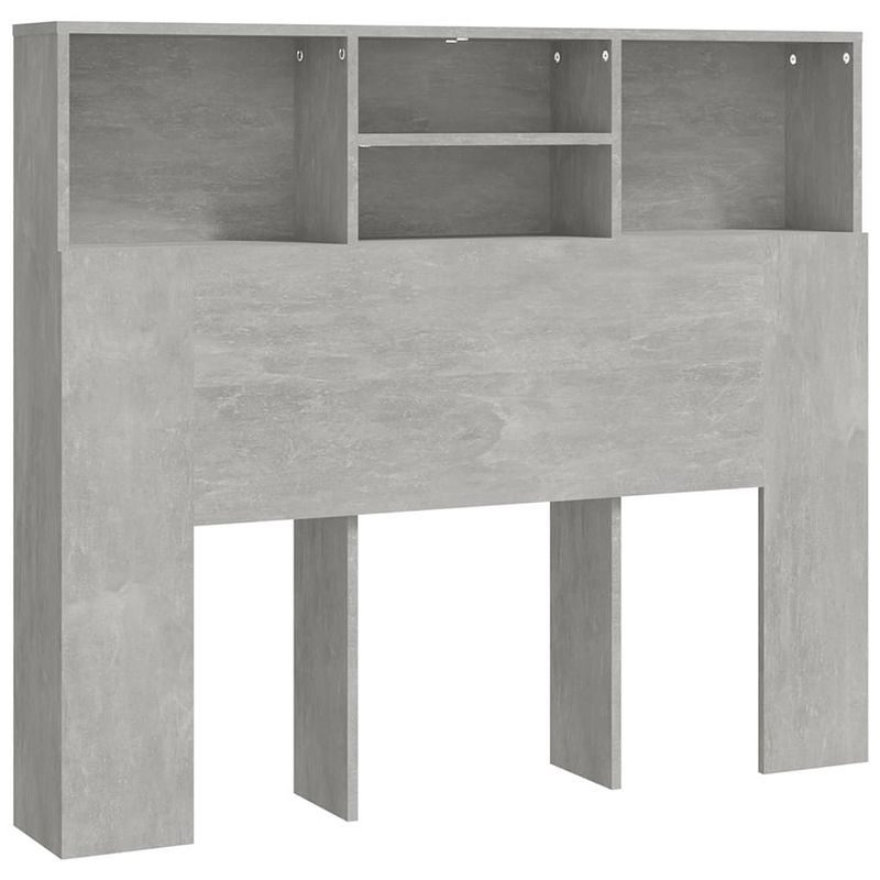 Foto van The living store wandhoofdbordkast - betongrijs - 120 x 19 x 103.5 cm - bewerkt hout