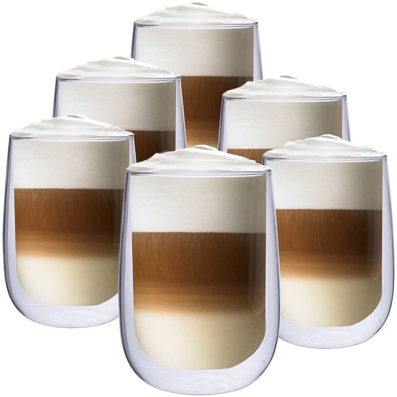 Foto van Latte macchiato glazen - dubbelwandige koffieglazen - cappuccino glazen - 450 ml - 6x