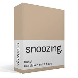 Foto van Snoozing - flanel - hoeslaken - extra hoog - 80/90 x200 - camel