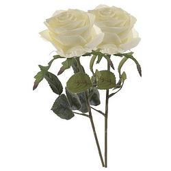 Foto van 2x witte rozen simone kunstbloemen 45 cm - kunstbloemen