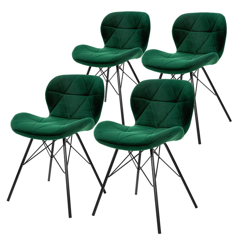 Foto van Ml-design set van 4 eetkamerstoelen met rugleuning, donkergroen, keukenstoel met fluwelen bekleding, gestoffeerde stoel