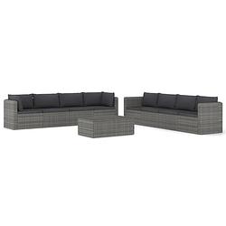 Foto van Vidaxl 9-delige loungeset met kussens poly rattan grijs