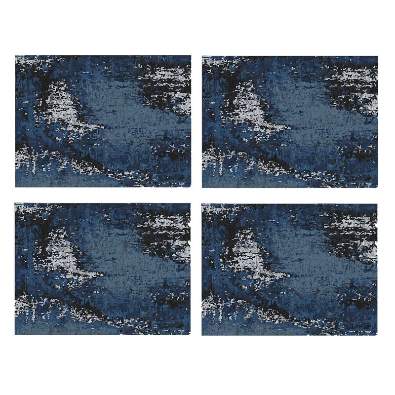 Foto van 4x stuks luxe stijlvolle placemats van vinyl 40 x 30 cm blauw/wit - placemats