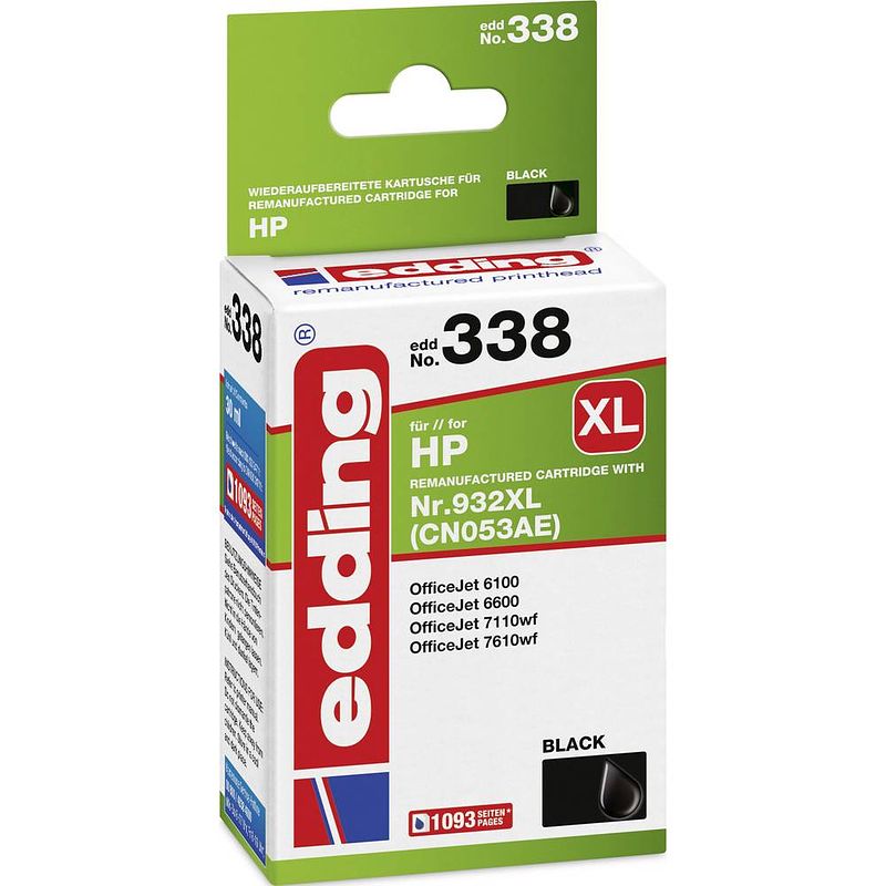 Foto van Edding inkt vervangt hp 932, 932xl compatibel zwart edd-338 18-338