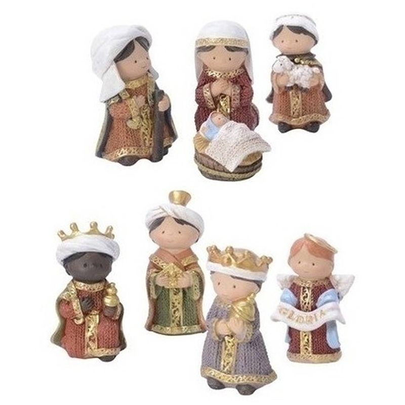 Foto van 8x kinder kerststal figuren/beelden 8 cm - kerststallen