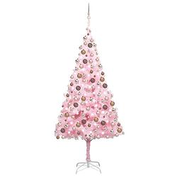 Foto van Vidaxl kunstkerstboom met led's en kerstballen 240 cm pvc roze