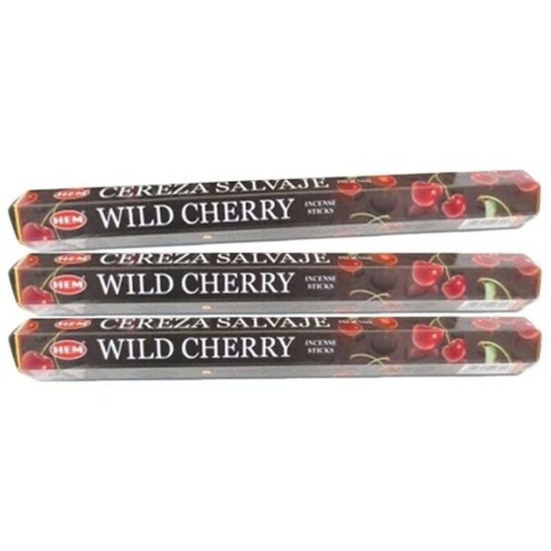 Foto van 3x pakje wierook stokjes wild cherry - wierookstokjes