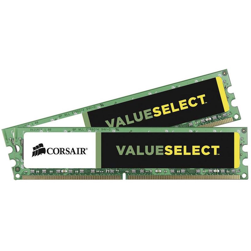 Foto van Corsair value select werkgeheugenset voor pc ddr3 8 gb 2 x 4 gb 1600 mhz 240-pins dimm cl11 11-11-30 cmv8gx3m2a1600c11