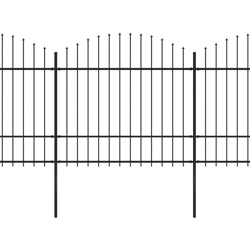 Foto van Infiori tuinhek met speren bovenkant (1,5-1,75)x10,2 m staal zwart