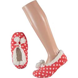 Foto van Meisjes ballerina sloffen/pantoffels roze met witte stippen maat 28/30 - sloffen - kinderen