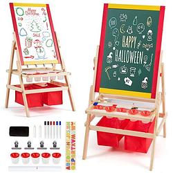 Foto van Zenzee krijtbord - tekenbord - whiteboard - voor kinderen - educatief speelgoed - hout - 53 x 52 x 106,5 cm