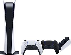 Foto van Playstation 5 digital edition + extra controller zwart + dualsense oplaadstation