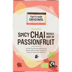 Foto van Fairtrade original organic spicy chai with a hint of passionfruit 20 zakjes 35g bij jumbo
