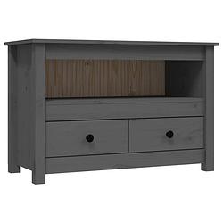 Foto van The living store tv-meubel grenenhout - landelijke stijl - 79x35x52cm - grijs