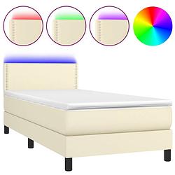 Foto van The living store boxspring zwart kunstleer - 203x90x78/88 cm - inclusief matras en led