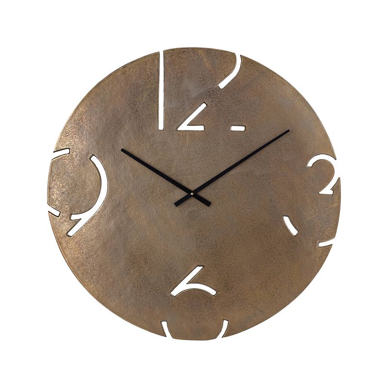 Foto van Ptmd zafrina brass alu round clock cutout numbers l