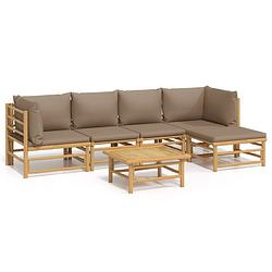 Foto van Vidaxl 6-delige loungeset met kussens bamboe taupe