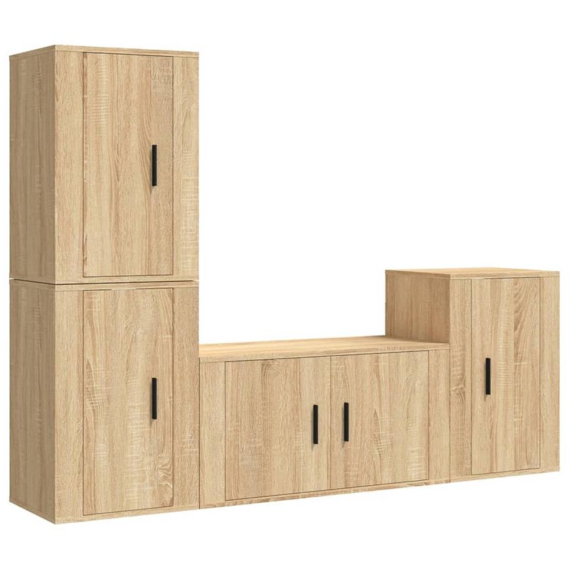 Foto van The living store - televisiekastenset - tv-meubel - 80x34.5x40cm - sonoma eiken - 3 stuks