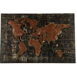 Foto van Tom schilderij wereldkaart 120 x 80 cm hout/zink bruin
