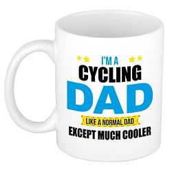 Foto van Cycling dad mok / beker wit 300 ml - cadeau mokken - papa/ vaderdag - feest mokken