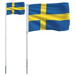 Foto van Vidaxl vlag met vlaggenmast zweden 5,55 m aluminium