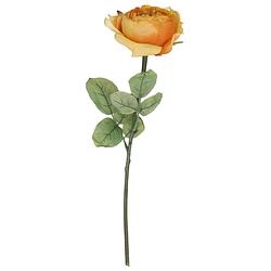 Foto van Top art kunstbloem roos diana - oranje - 36 cm - kunststof steel - decoratie bloemen - kunstbloemen