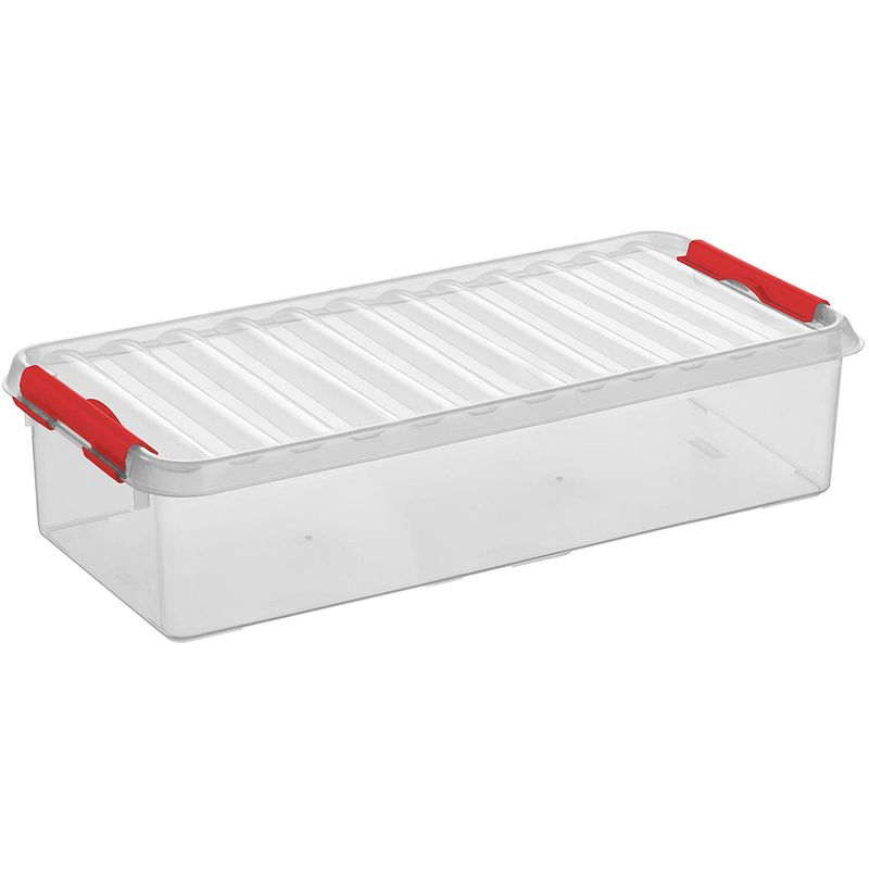 Foto van Sunware - q-line opbergbox 6,5l transparant rood - 48,5 x 19 x 10,5 cm