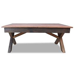 Foto van The living store tafel massief gerecycled hout - 110 x 60 x 45 cm - vintage stijl