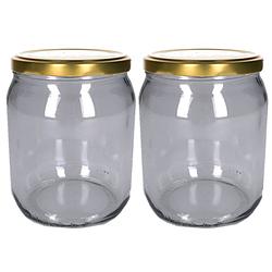 Foto van Set van 2x stuks luchtdichte weckpotten/jampotten transparant glas 540 ml - weckpotten