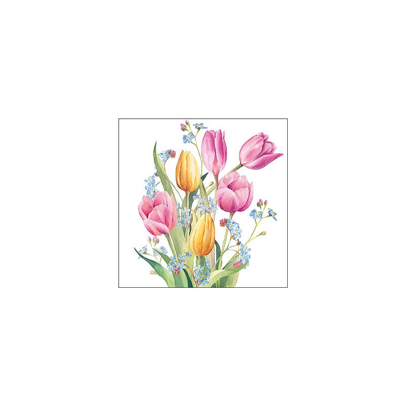 Foto van Ambiente servetten tulips bouquet 33cm