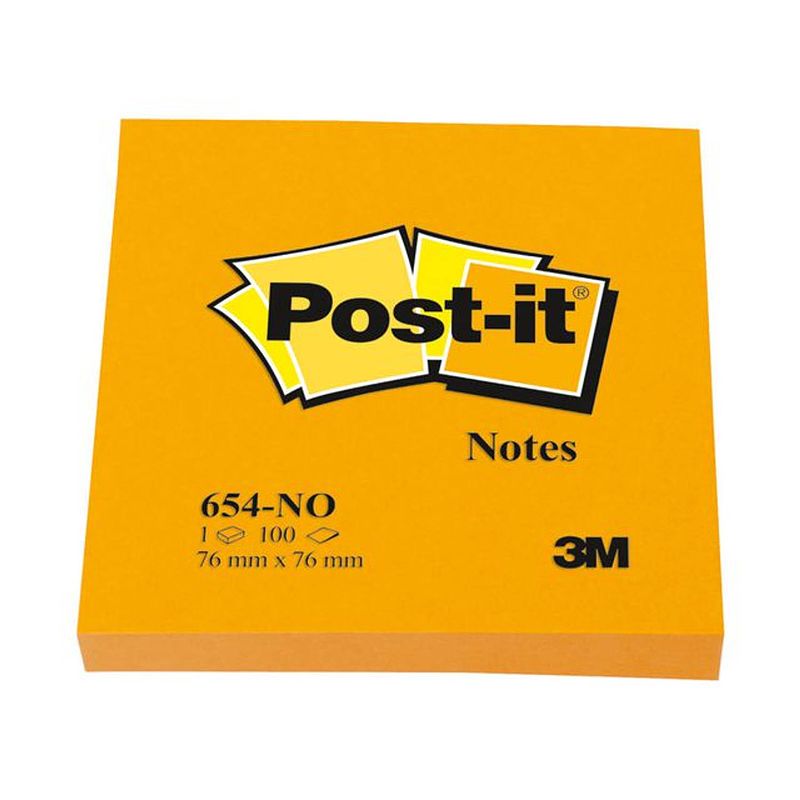 Foto van Notitieblok post-it 76x76mm neon or/pk 6