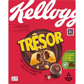 Foto van Kellogg's tresor chocolade hazelnotensmaak ontbijtgranen 410g bij jumbo