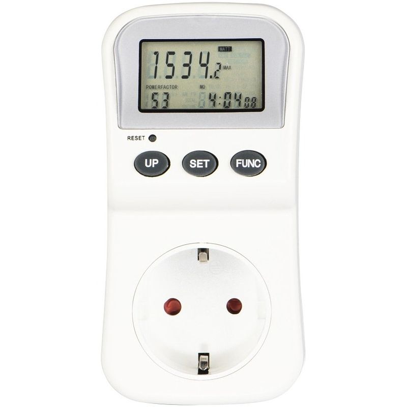 Foto van Hama energiekostenmeter met lcd-display, digitale elektriciteitsmeter desktop accessoire