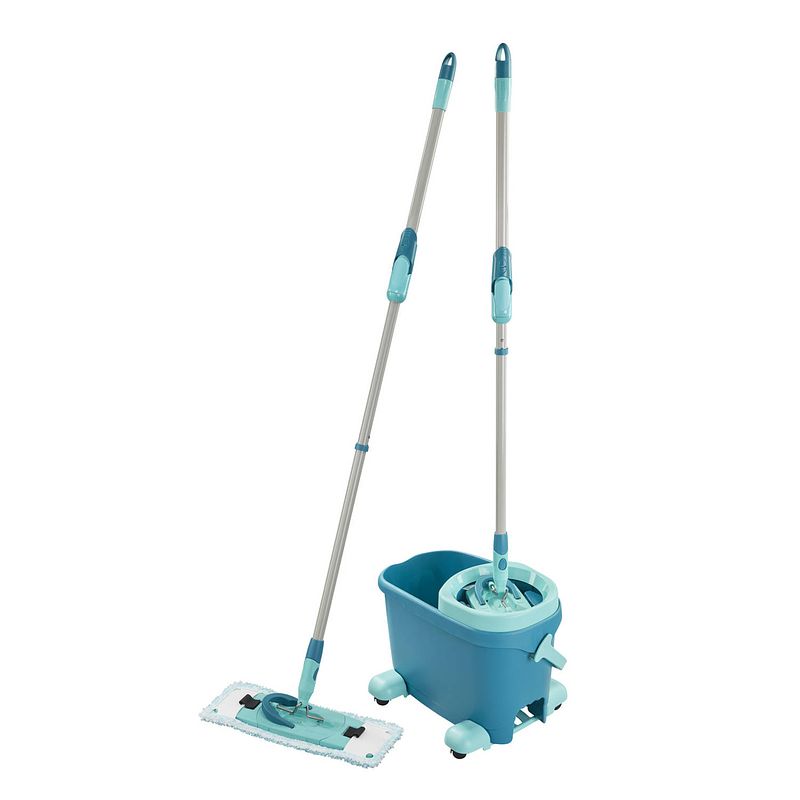 Foto van Leifheit - clean twist m vloerwisser ergo mobiel - dweil set compleet systeem met wieltjes - 33 cm